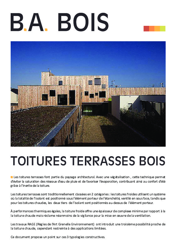 Toiture terrasse chaude et végétalisation – CNDB & CODFAB